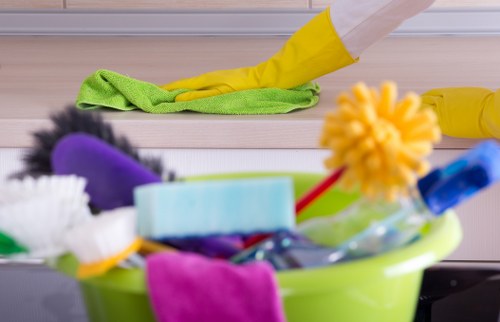Safety-focused carpet cleaning service in SW11 with equipment and protective gear